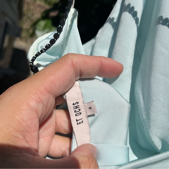 ET OCHS blue mint viscose draped knit crystal stone sleeveless draped midi dress - Picture 7 of 8